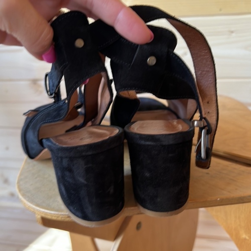 🖤🖤🖤Hudson Shoes heels sandals black 40 / 9 suede buckle RONA - Picture 6 of 9